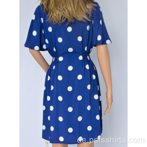 Frauen Blue Polka Dot Kleid